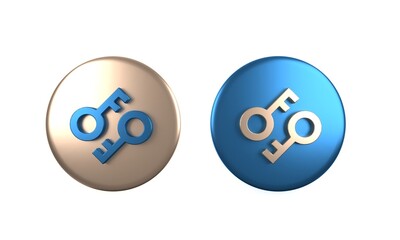 Aufkleber - Colorful Cryptocurrency key icon isolated on white background. Concept of cyber security or private key, digital key with technology interface. Circle button. 3D render illustration