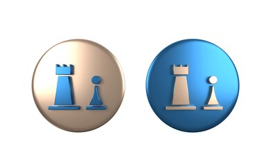 Sticker - Colorful Chess icon isolated on white background. Business strategy. Game, management, finance. Circle button. 3D render illustration