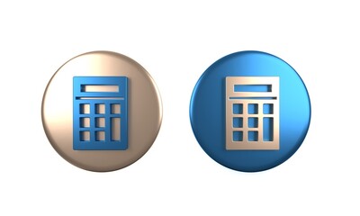 Aufkleber - Colorful Calculator icon isolated on white background. Accounting symbol. Business calculations mathematics education and finance. Circle button. 3D render illustration