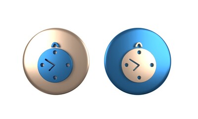 Poster - Colorful Clock icon isolated on white background. Time symbol. Circle button. 3D render illustration