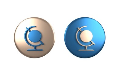 Poster - colorful earth globe icon isolated on white background. circle button. 3d render illustration