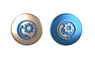 Poster - Colorful Telephone 24 hours support icon isolated on white background. All-day customer support call-center. Full time call services. Circle button. 3D render illustration