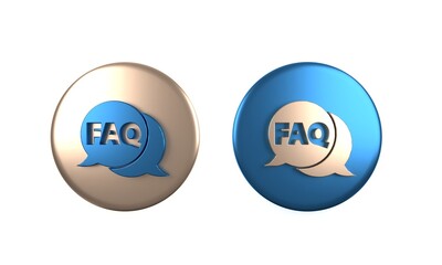 Fototapete - Colorful Speech bubble with text FAQ information icon isolated on white background. Circle button with text FAQ. Circle button. 3D render illustration