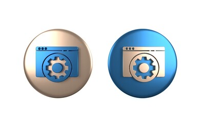 Poster - Colorful Browser setting icon isolated on white background. Adjusting, service, maintenance, repair, fixing. Circle button. 3D render illustration