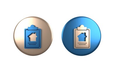 Sticker - Colorful House contract icon isolated on white background. Contract creation service, document formation, application form composition. Circle button. 3D render illustration