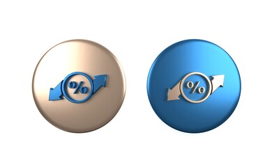 Poster - Colorful Discount percent tag icon isolated on white background. Shopping tag sign. Special offer sign. Discount coupons symbol. Circle button. 3D render illustration