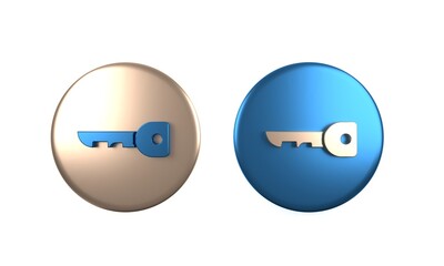 Poster - Colorful Key icon isolated on white background. Circle button. 3D render illustration