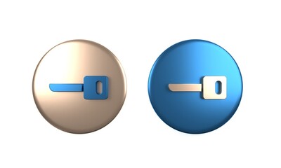 Wall Mural - Colorful Key icon isolated on white background. Circle button. 3D render illustration