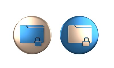 Poster - colorful folder and lock icon isolated on white background. closed folder and padlock. security, saf