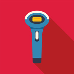 Poster - Electronic barcode scanner scanning bar code with red background