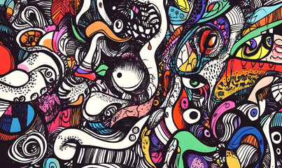 hand drawn abstract doodle style