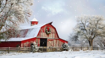 Wall Mural - Photo_background_Christmas_barn_background