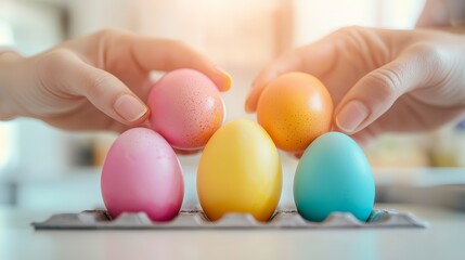 Poster - Colorful Easter Eggs In Hands.