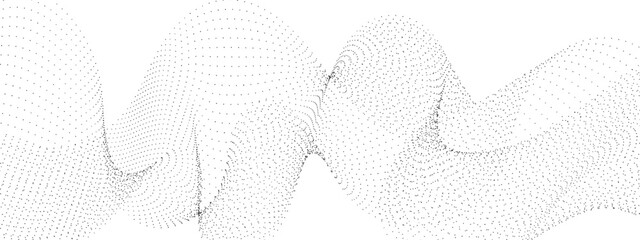 Poster - Halftone flowing wavy gradient dots shape isolated on transparent background. Digital future technology concept. Design for web design, music, cover, technology, science, data, banner, flayer, poster.