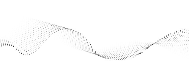 Poster - halftone flowing wavy gradient dots shape isolated on transparent background. digital future technol