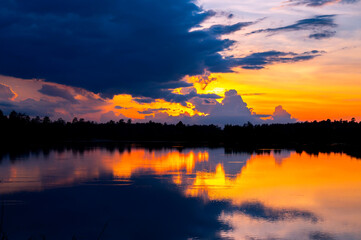 Wall Mural - outdoor sunset.twilight beauty evening colorful clouds - sunlight with dramatic sky.sunlight with dr
