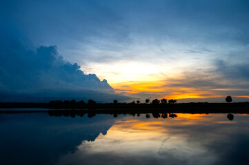 Wall Mural - outdoor sunset.twilight beauty evening colorful clouds - sunlight with dramatic sky.sunlight with dr