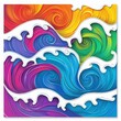 Vibrant abstract waves in vivid colors create a dynamic, playful atmosphere perfect for any creative project.