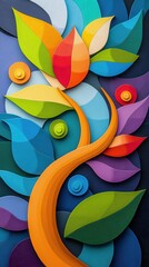 Wall Mural - Abstract Colorful Flower Design