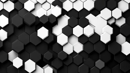 Aufkleber - Black and white geometric pattern with hexagons and triangles