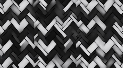 Poster - Black and white herringbone pattern, classic and stylish design