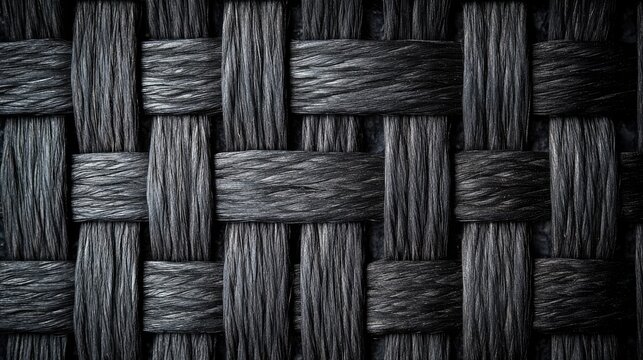 Black and white woven texture, intricate and detailed background