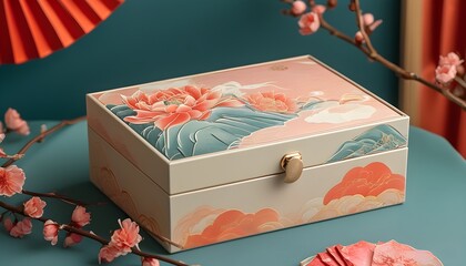 Exquisite Chinese flower pattern packaging boxes and round boxes are rich in colors and full of artistic sense.