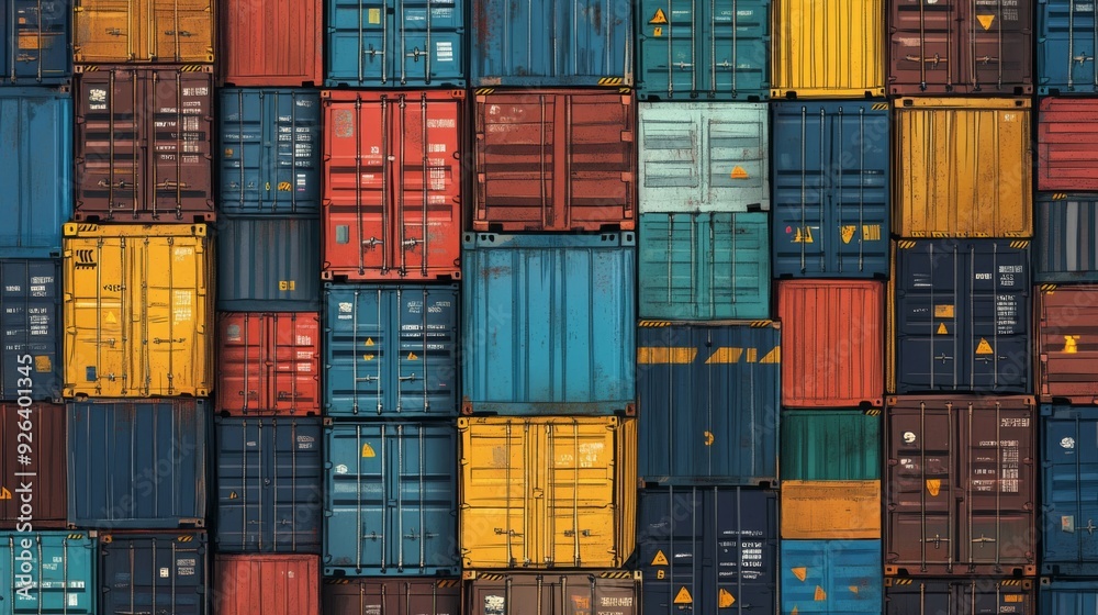 Shipping containers stacked on top of each other. Cargo sea port ...