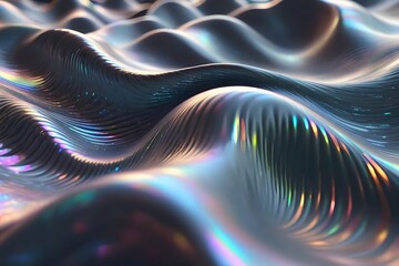 Wall Mural - Abstract iridescent wavy surface with highlights.