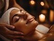 © Jayda_ArtistryHub - A serene spa experience showing a woman enjoying a relaxing massage with candles in the background, promoting tranquility and wellness.