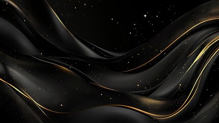 Poster - 3D black background with flowing gold lines and shimmering accents, creating a sophisticated, luxury design with ample text space. -2ea56064244b