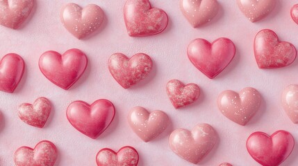 Poster - A delightful pink background filled with sweet hearts, perfect for celebrating love on Valentine's Day or Mother's Day, with a soft and tender design.