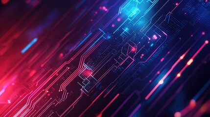 Poster - Abstract AI background with glowing circuit lines and digital design. Perfect for technology logos, graphic design, and website headers. Highlights a modern, futuristic machine learning theme.