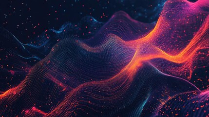 Poster - Abstract Big Data visualization with a digital, futuristic background. Hand-drawn art illustrating data mining and management. Great for banners, presentations, and technology graphics.