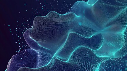 Poster - Abstract Big Data visualization with a digital, futuristic background. Hand-drawn art illustrating data mining and management. Great for banners, presentations, and technology graphics.