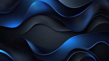 Poster - Abstract dark grey background with blue metallic curves weaving across. A contemporary and luxury design ideal for futuristic text and vector illustrations.