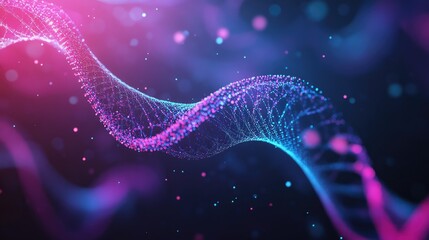 Poster - Abstract DNA molecule background with geometric dynamic waves. Perfect for science, technology, and chemistry-themed banners and wallpapers. Clean, modern design with scientific appeal.