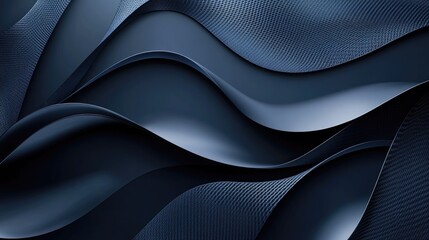 Poster - Abstract futuristic vector illustration of blue metallic curves on a dark grey background. The weaving design offers a luxurious and modern space for text and graphics.