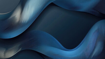 Poster - Abstract futuristic vector illustration of blue metallic curves on a dark grey background. The weaving design offers a luxurious and modern space for text and graphics.