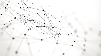 Poster - Abstract geometric design with network connection dots and lines on white. Perfect for illustrating tech, data science, or futuristic digital communication.