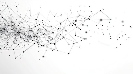 Poster - Abstract geometric design with network connection dots and lines on white. Perfect for illustrating tech, data science, or futuristic digital communication.