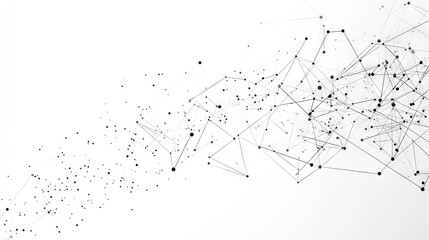 Poster - Abstract geometric design with network connection dots and lines on white. Perfect for illustrating tech, data science, or futuristic digital communication.