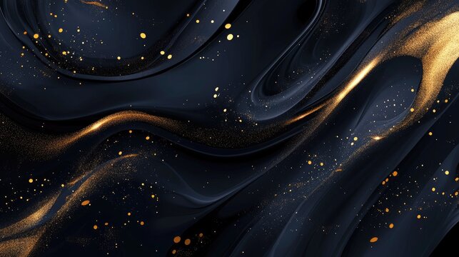 Abstract luxury design featuring a deep black backdrop and rich golden elements. The modern vector illustration highlights sophistication and elegance for premium visual appeal.