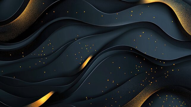 Abstract luxury design featuring a deep black backdrop and rich golden elements. The modern vector illustration highlights sophistication and elegance for premium visual appeal.