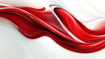 Poster - Abstract red and white background with a modern twist, incorporating fluid shapes and geometric elements. Suitable for creative designs and digital graphics.