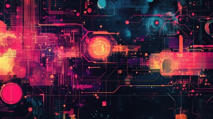 Poster - Abstract technology background for Big Data with a futuristic and hand-drawn digital illustration. Emphasizes data mining and management concepts. Perfect for tech-related content and visuals.