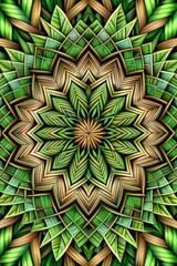 Poster - Intricate green mandala with layered geometric patterns.