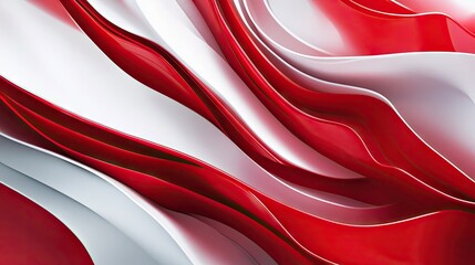 Poster - Bold and modern abstract design with red and white patterns, including sharp lines and smooth gradients. Perfect for impactful visual designs and promotional use. -