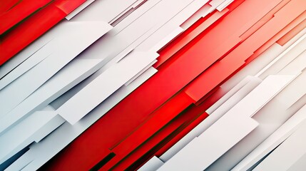 Poster - Bold and modern abstract design with red and white patterns, including sharp lines and smooth gradients. Perfect for impactful visual designs and promotional use. -