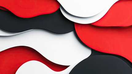 Poster - Bold and modern abstract template with red and white color blocks and curved shapes. Ideal for creating impactful visuals and digital media.